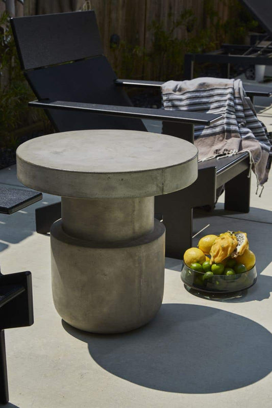 Concrete, geometric garden stool.