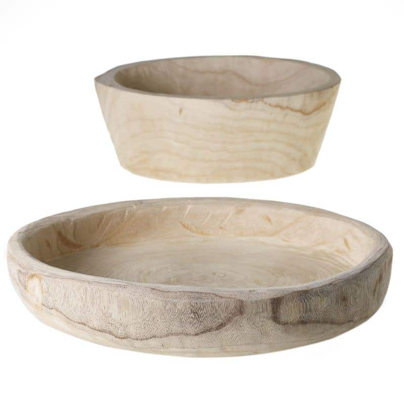Two bowls with beautiful wood grain.