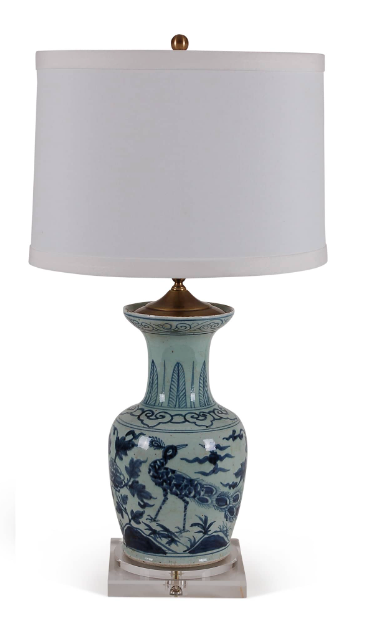 blue and white phoenix lamp