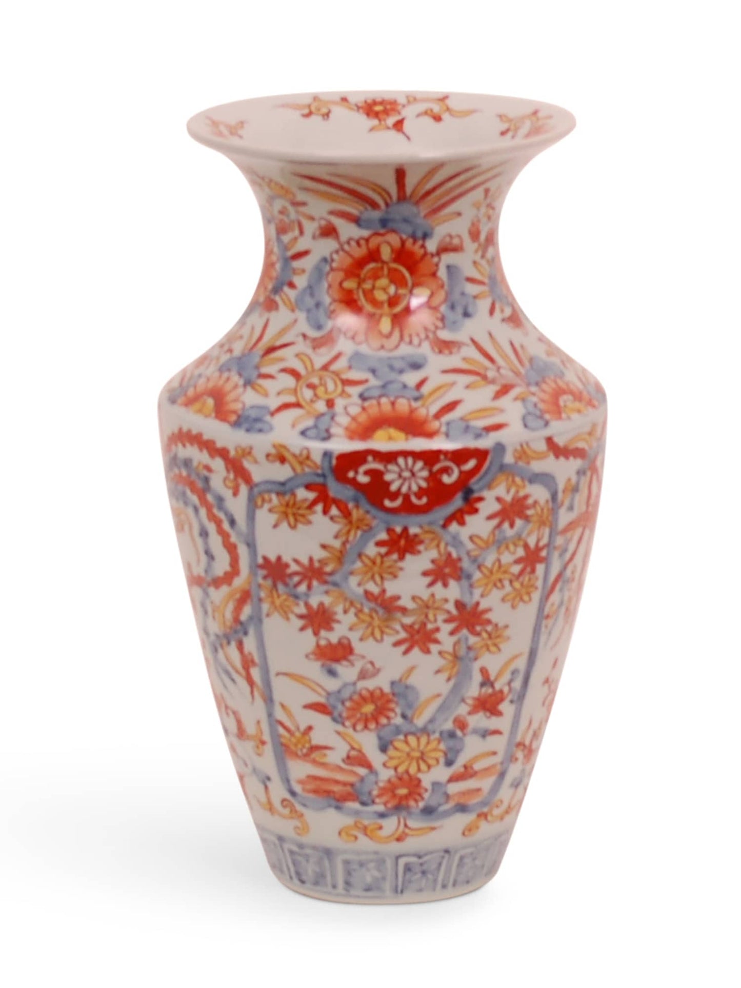 Coral Red & White Imari Vase