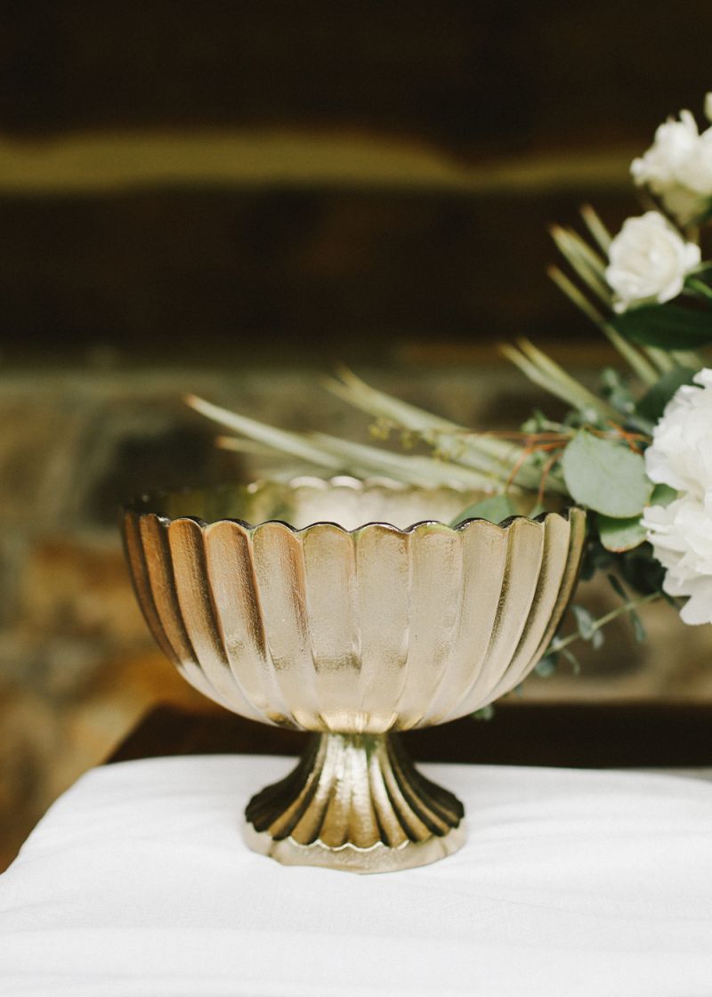 Gold Compote Vase with scallop detail