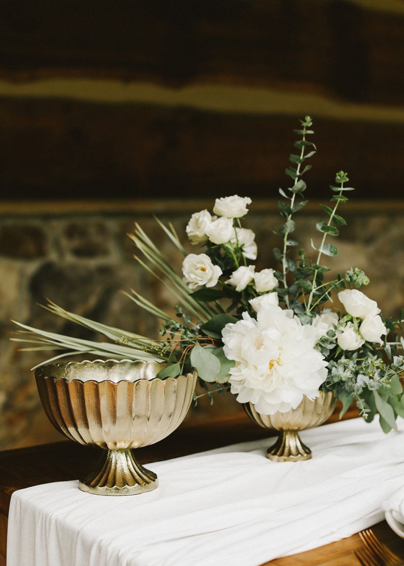 Gold Compote Vase with scallop detail