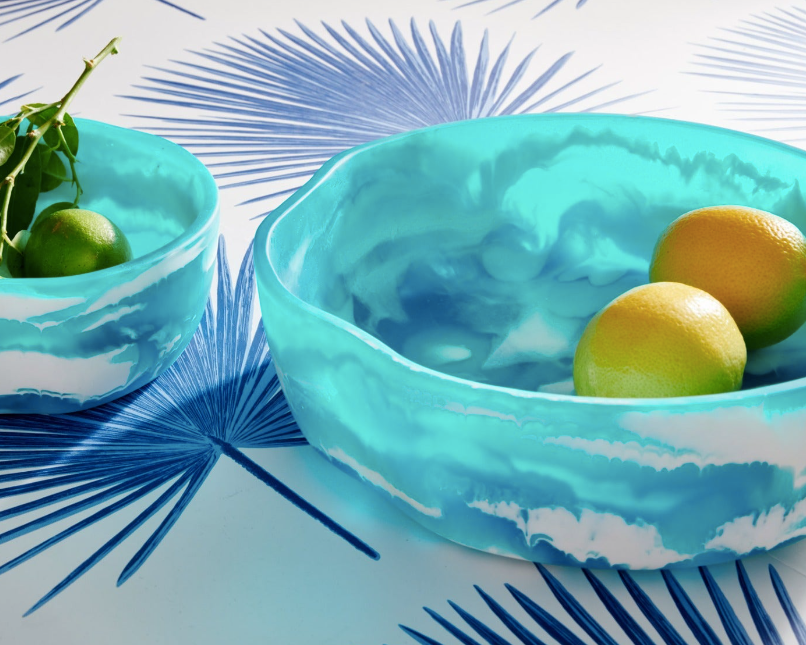 Bernice Aqua Blue Swirled Serving Bowls