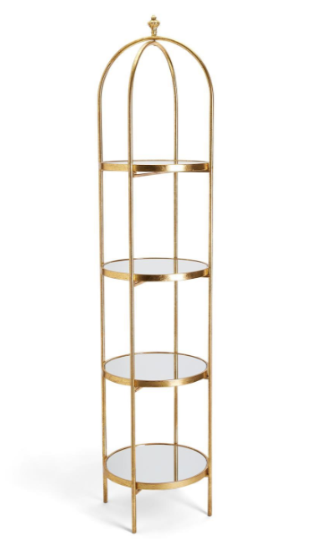 Gold Leaf Etagere with Mirrored Shelves