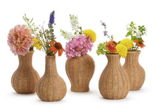 Wicker Weave Vases - Set of Five