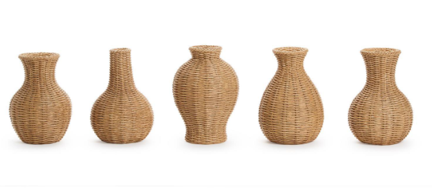 Wicker Weave Vases - Set of Five