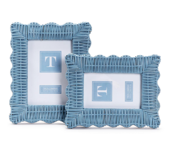 Blue Wicker Weave Scalloped Frame