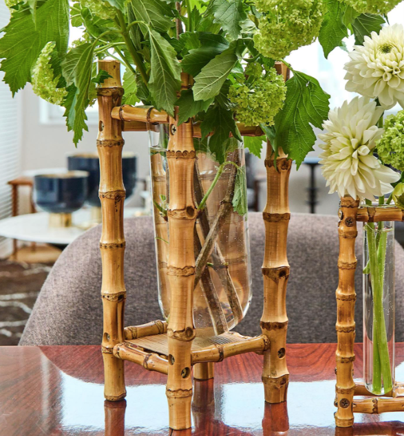 Natural Bamboo Vase with Glass Vessel