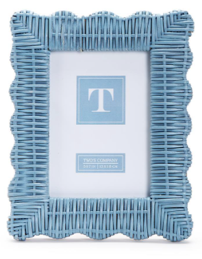 Blue Wicker Weave Scalloped Frame