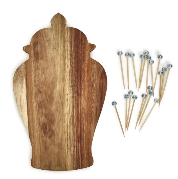 Ginger Jar Serving Board with 20 Picks