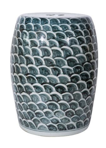 Blue Fish Scale Porcelain Garden Stool