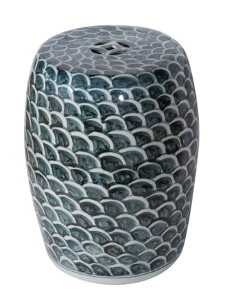 Blue Fish Scale Porcelain Garden Stool