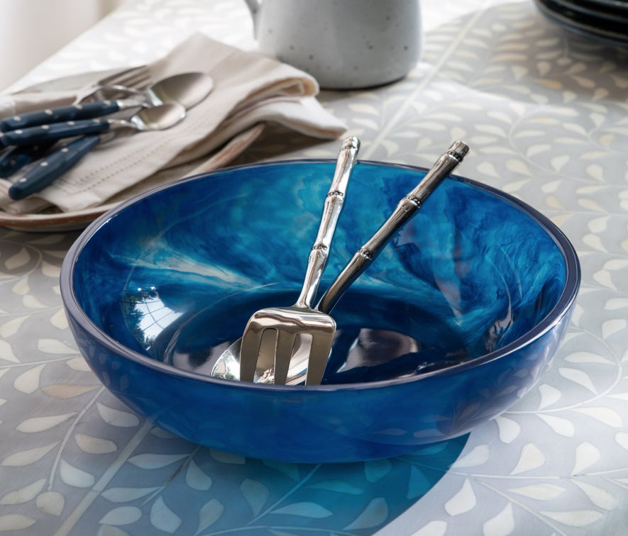 Cobalt blue, resin serving bowl. 