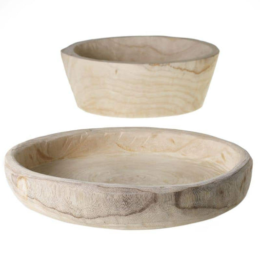 Two bowls with beautiful wood grain. 