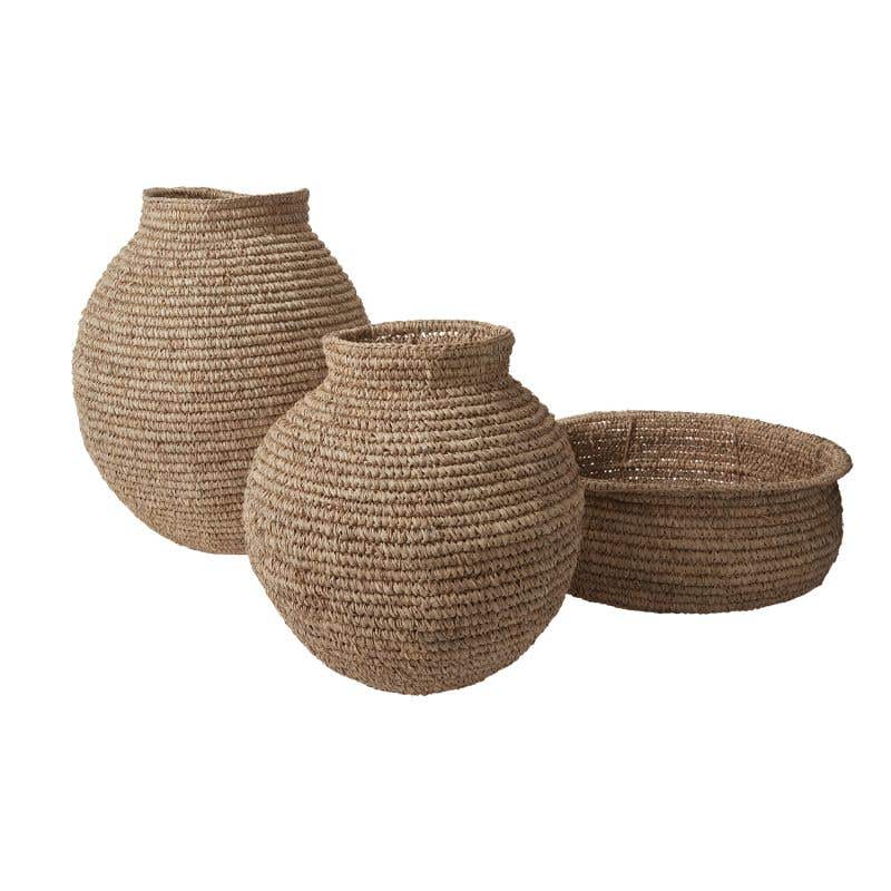 Buri Palm basket in three different sizes.