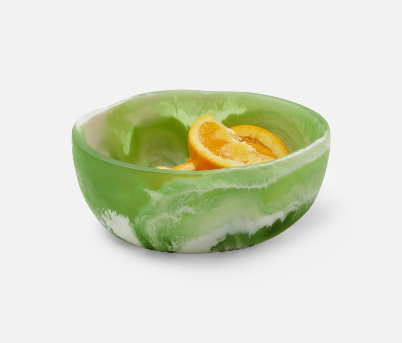 Swirling green and white resin bowls