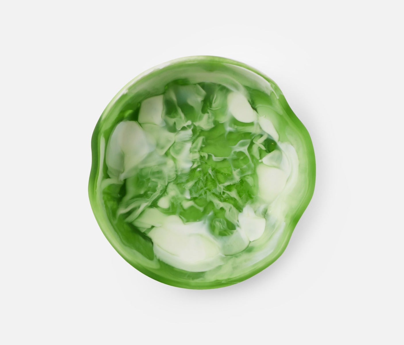 Swirling green and white resin bowls