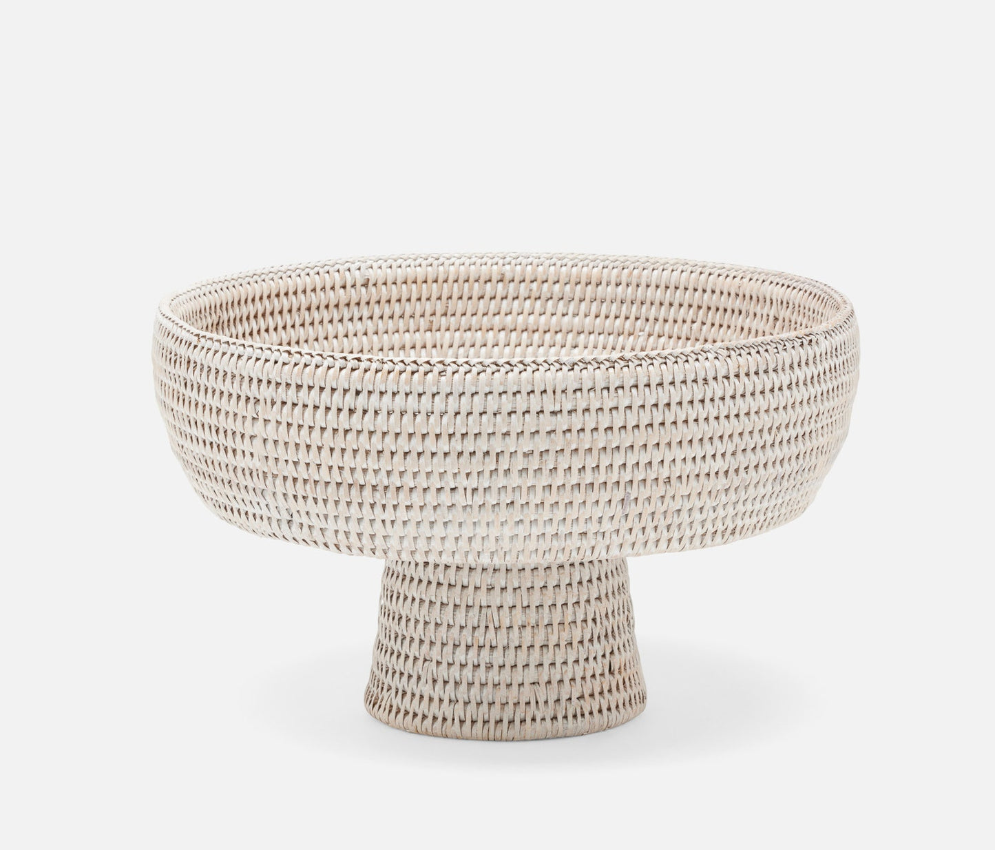 Footed, rattan pedestal bowl.