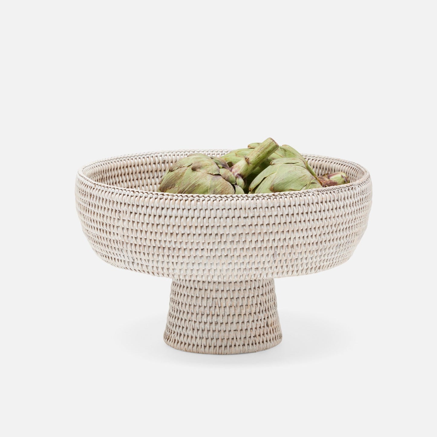 Footed, rattan pedestal bowl.