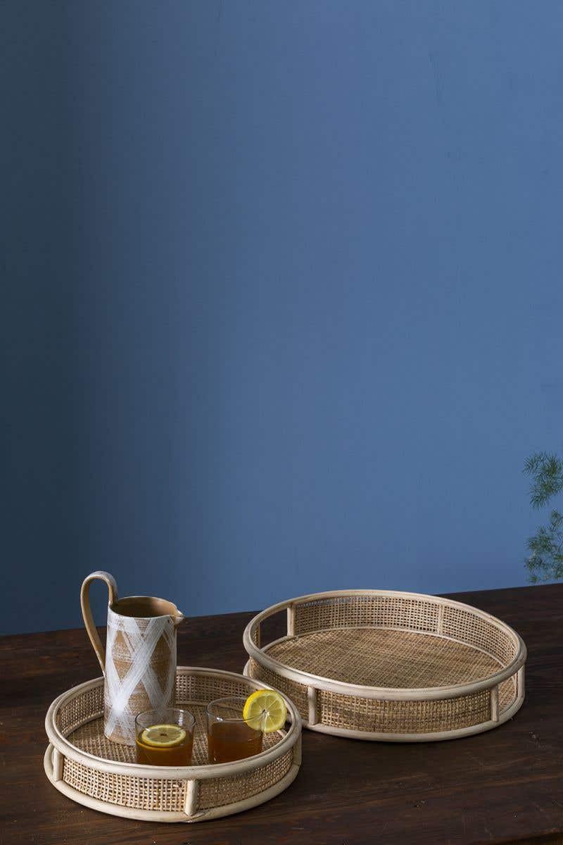 Rattan and Caning tray in two sizes.