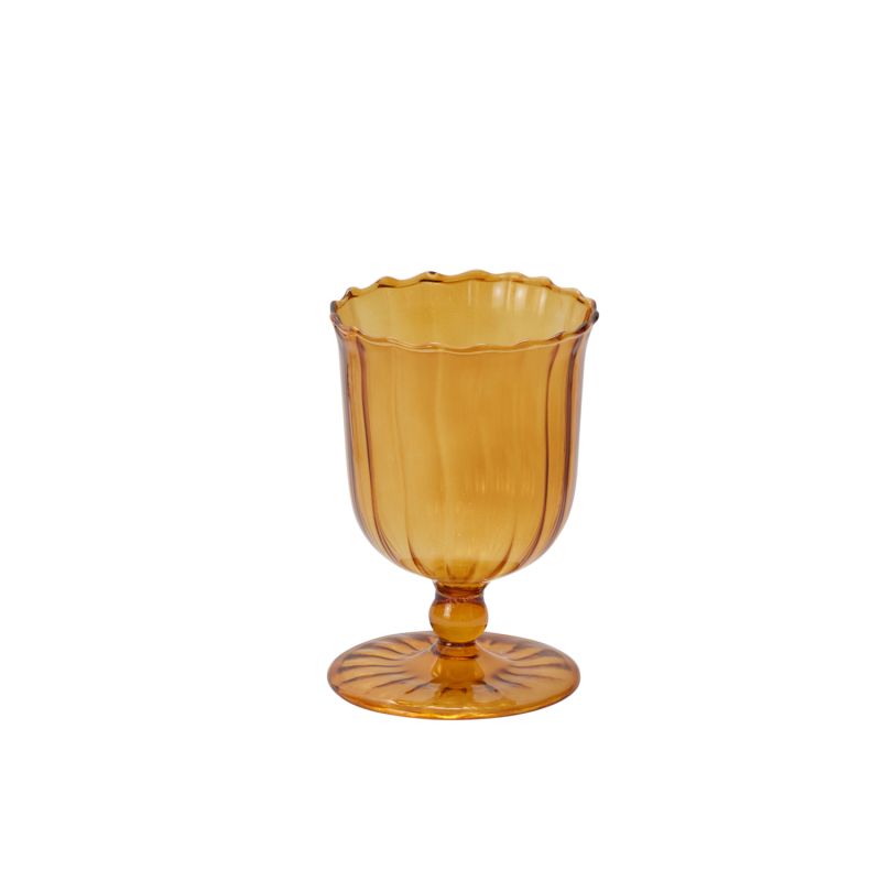 Twisted glass, urn shaped vases. Comes in two colors and sizes.