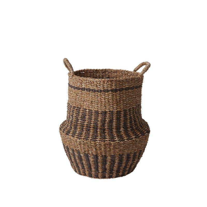 Black & tan striped Mirador Basket with handles