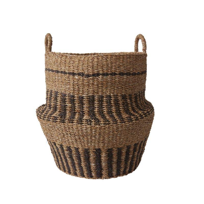 Black & tan striped Mirador Basket with handles