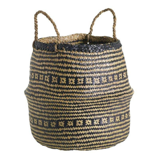 Black and Natural Woven Basket