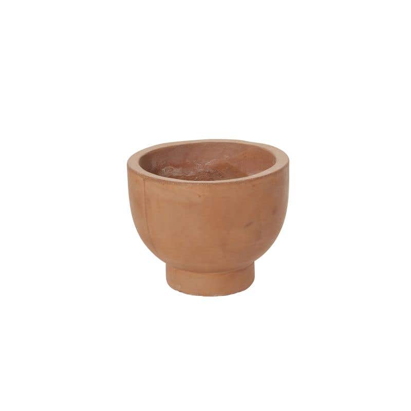 Three sizes of compote terracotta planters.