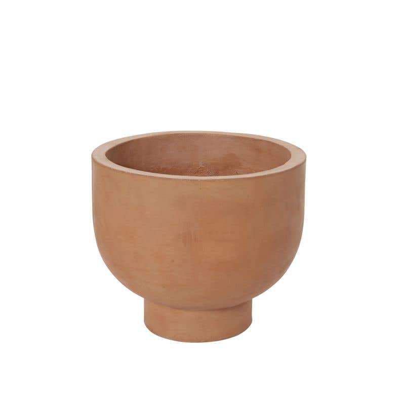 Three sizes of compote terracotta planters.