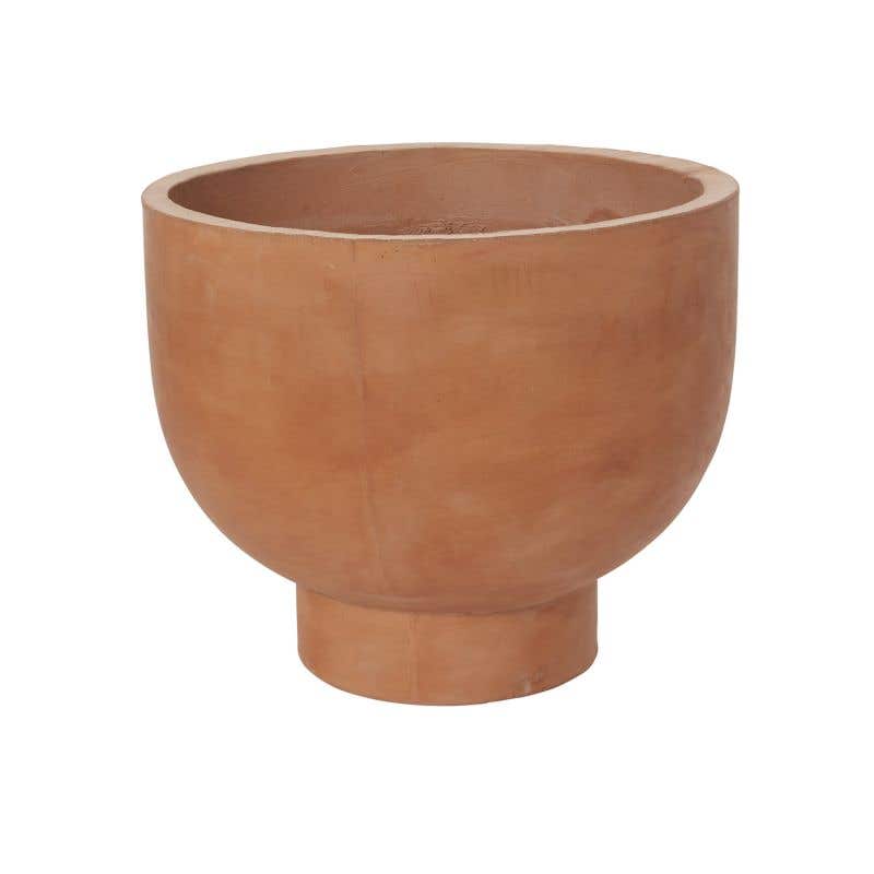 Three sizes of compote terracotta planters.